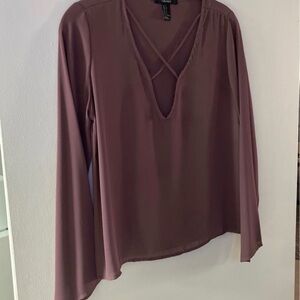 Forever 21 Dusty Purple V-Neck Blouse